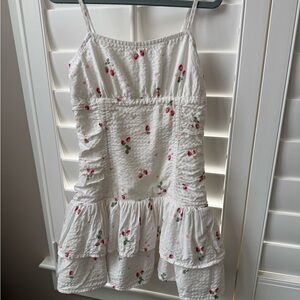 Art Class White Sundress with Strawberry Motif - Girls S